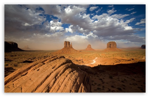 Sandstorm In Monument Valley Utah HD Desktop Wallpaper Widescreen
