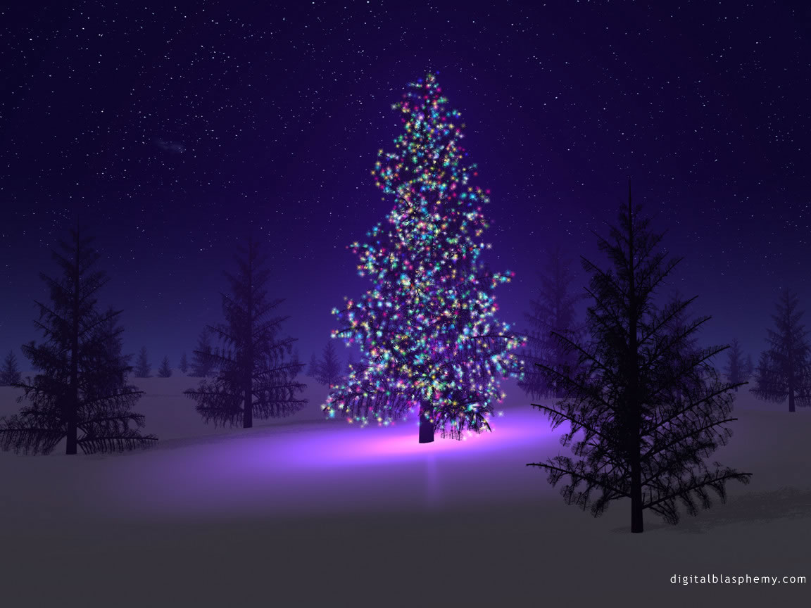 Purple Christmas Tree Wallpaper Background Desktop