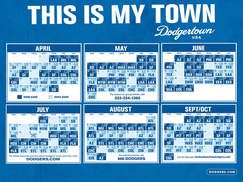 Printable La Dodgers Schedule