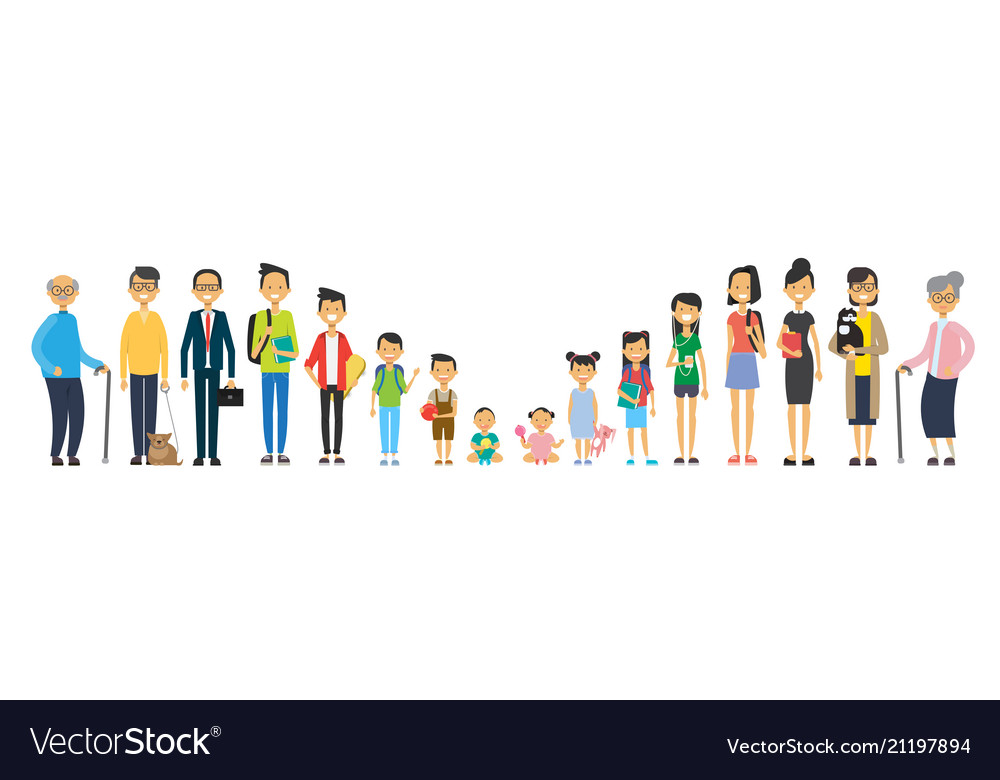 Multi Generation Family On White Background Vector Image