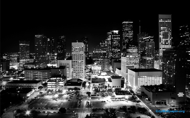 Houston City Skyline Black And White Wallpaper