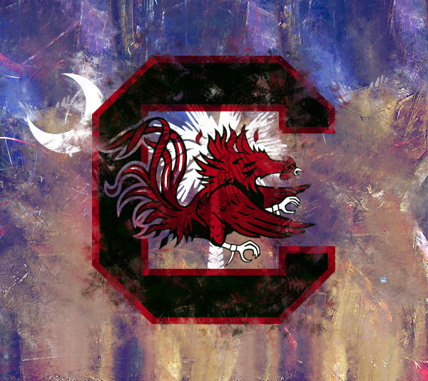 Usc Gamecocks Logo With The Sc Flag In Backround