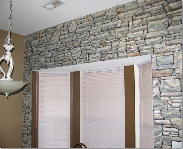 CREATIVE AMBITIONS Painted Faux Stacked Stone Wall
