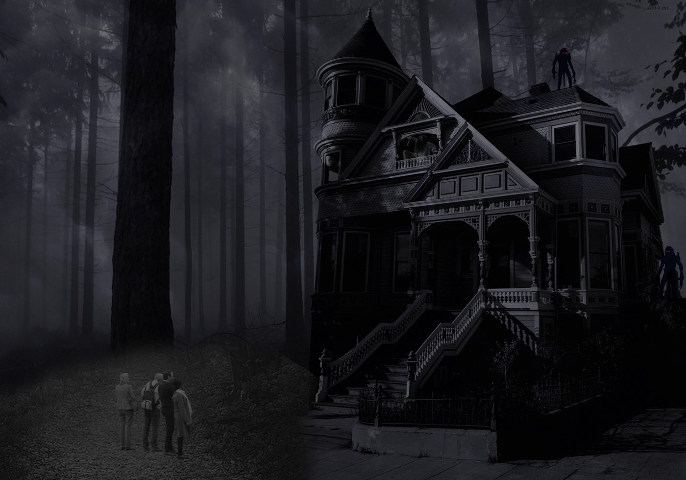Haunted House Background   Photoshop Brushes at 1400x980