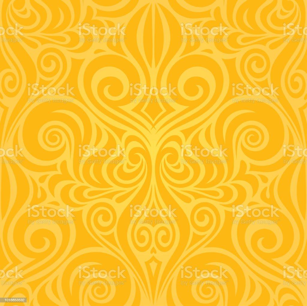 Yellow Wallpaper Background Pattern Vintage Design Stock