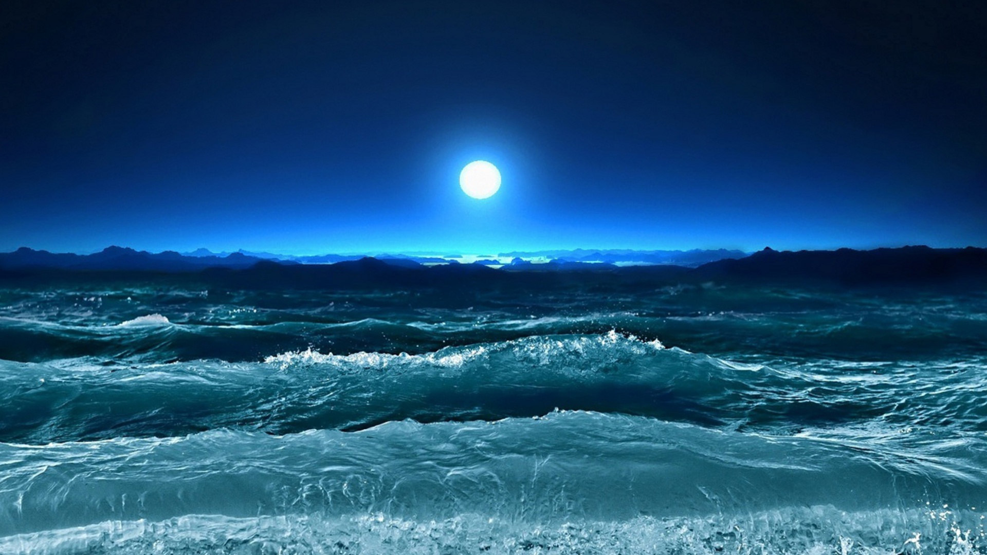 Ocean Waves Under Moon Light Wallpaper1920x1080 Wallpaper