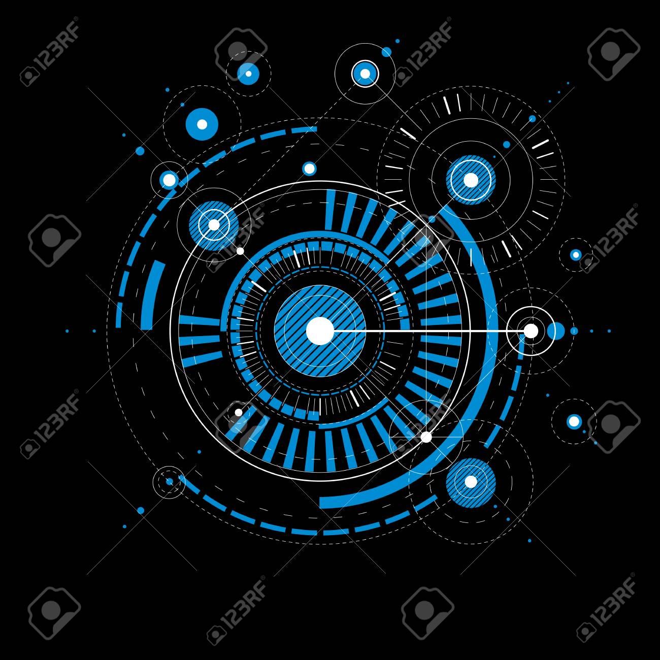 Geometric Technological Blue Vector Drawing Technical Wallpaper