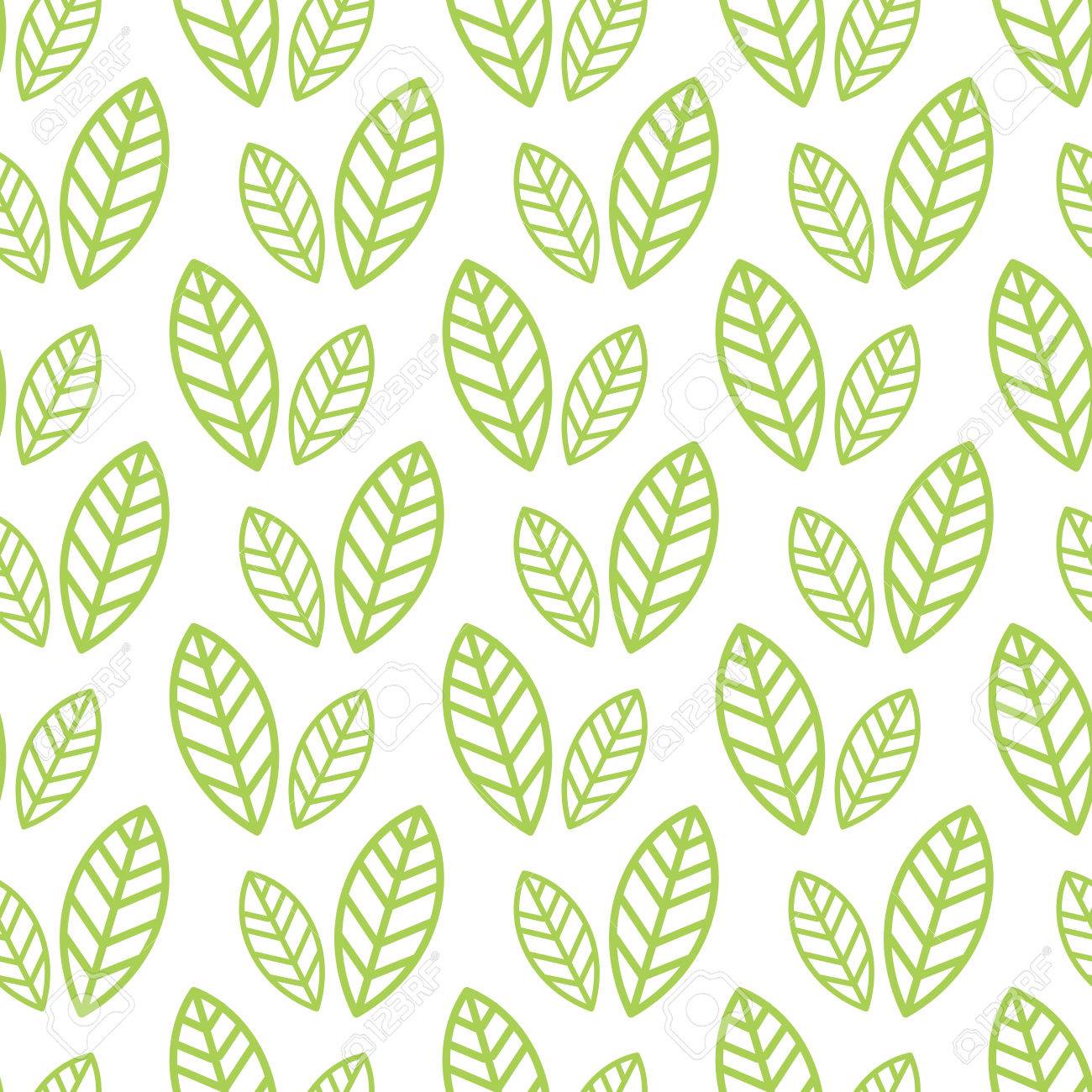 Simple Seamless Organic Wallpaper With A Pattern Of Green Leaves