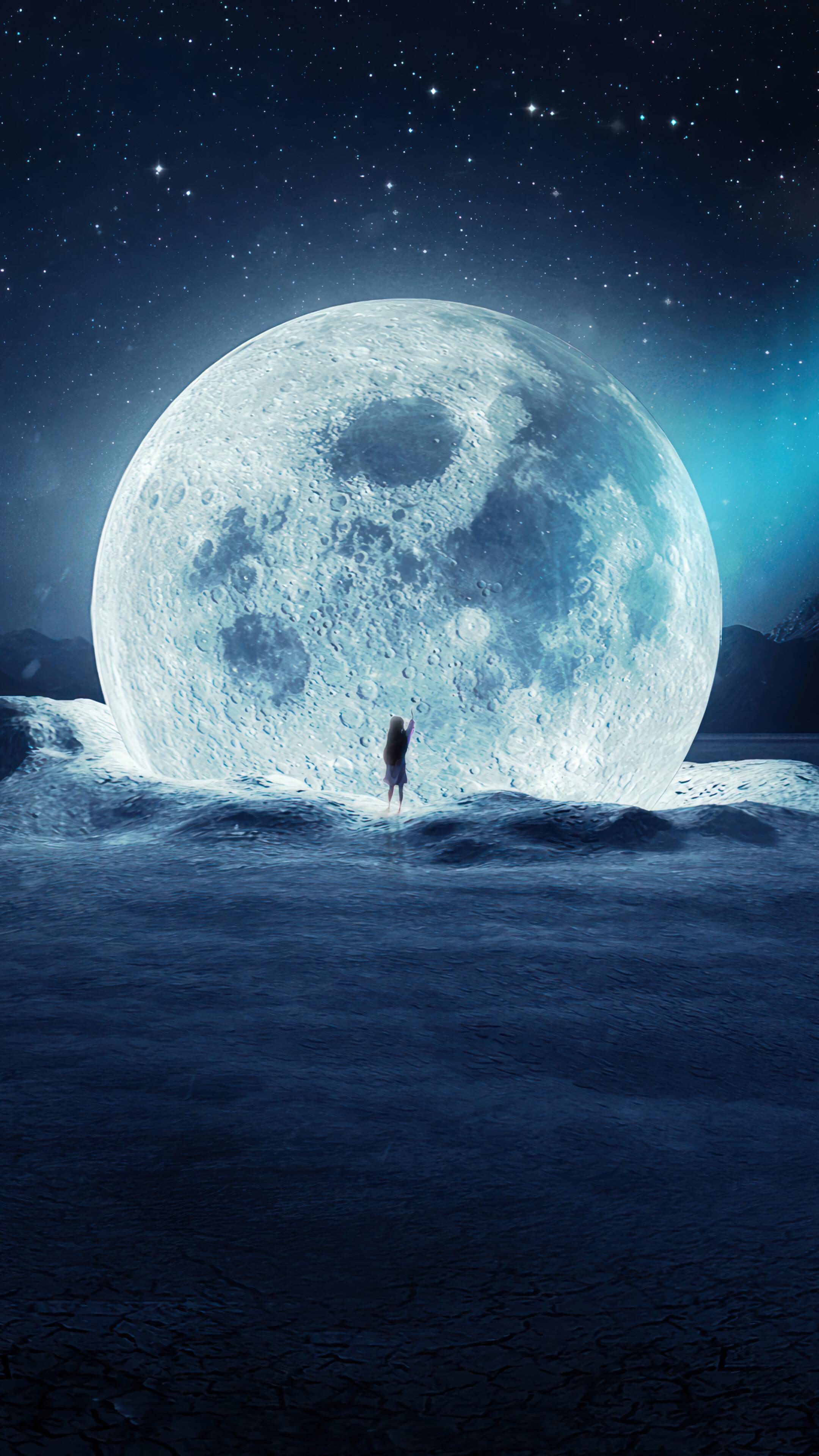 Moon Night Sky Scenery 4k Wallpaper iPhone HD Phone 8180i