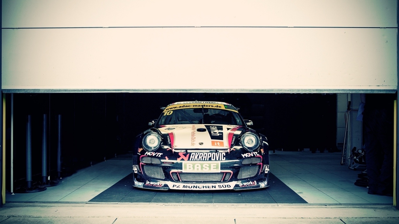 Racing Porsche In The Garage Desktop Pc And Mac Wallpaper