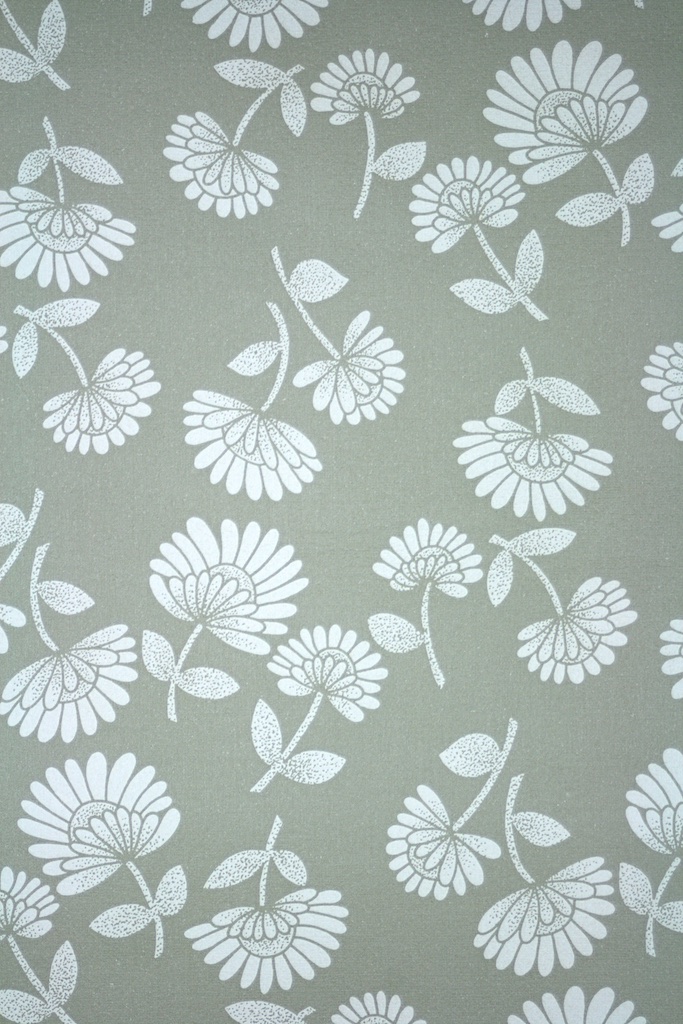 Modern Grey and White Floral Wallpaper   Retro Wallpaper