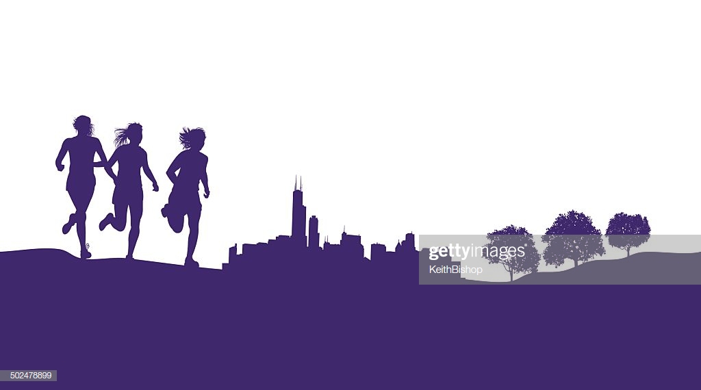 Girls Running Or Jogging Graphic Background High Res Vector