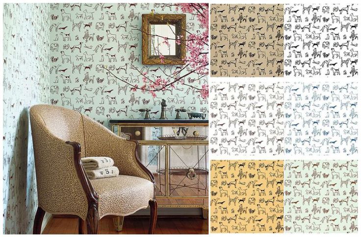 In Show Thibaut Wallpaper Dog Fabric And