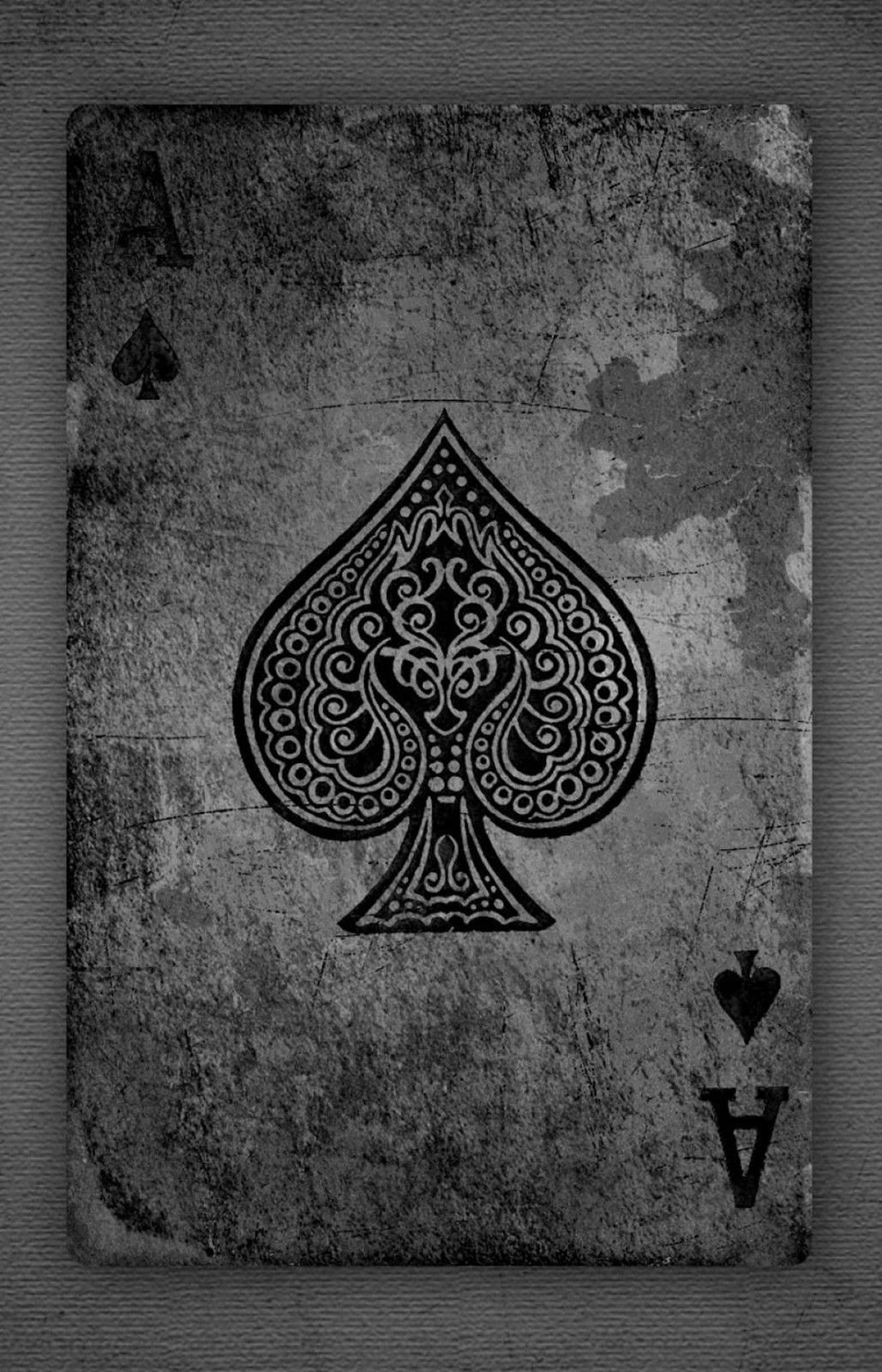 A3 Poster Black And White Vintage Ace Of Spades Playing Card