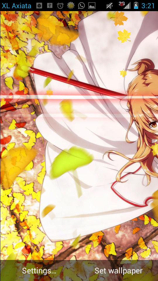 LWP SAO Asuna Autumn Leaf FREE Anime Live Wallpaper Android Game 540x960