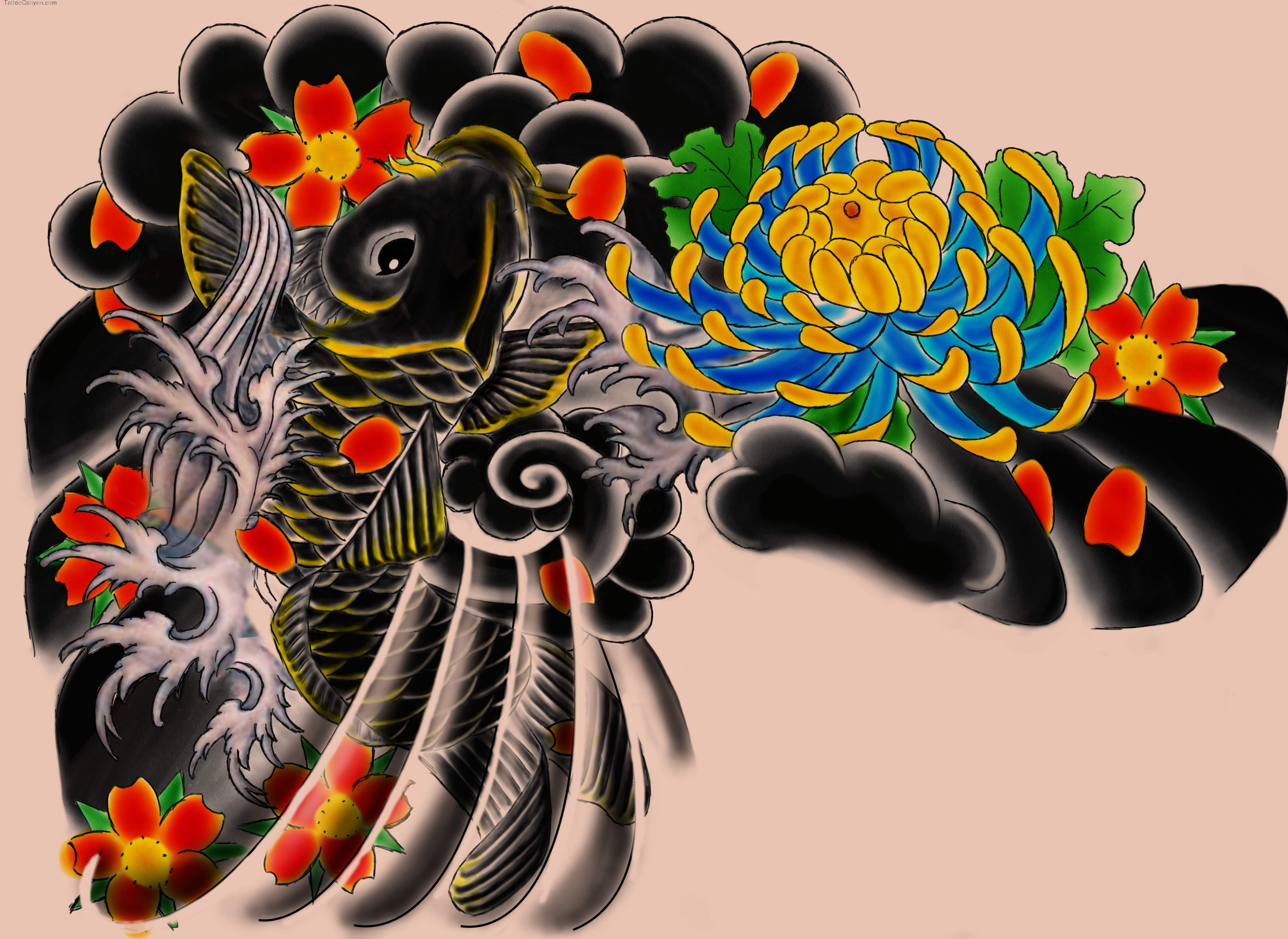 Japanese Tattoos Color Design Art Image Wallpaper HD Desktop