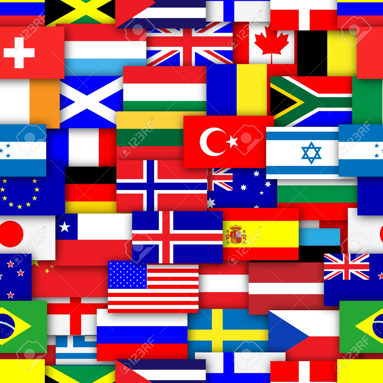 Flags Of The World Repeating Tileable Background Wallpaper Stock
