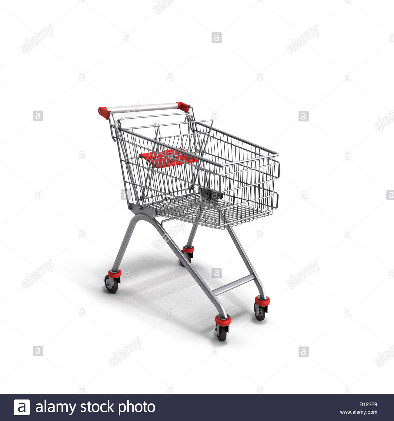 Empty Trolley From The Supermarket 3d Render On White Background
