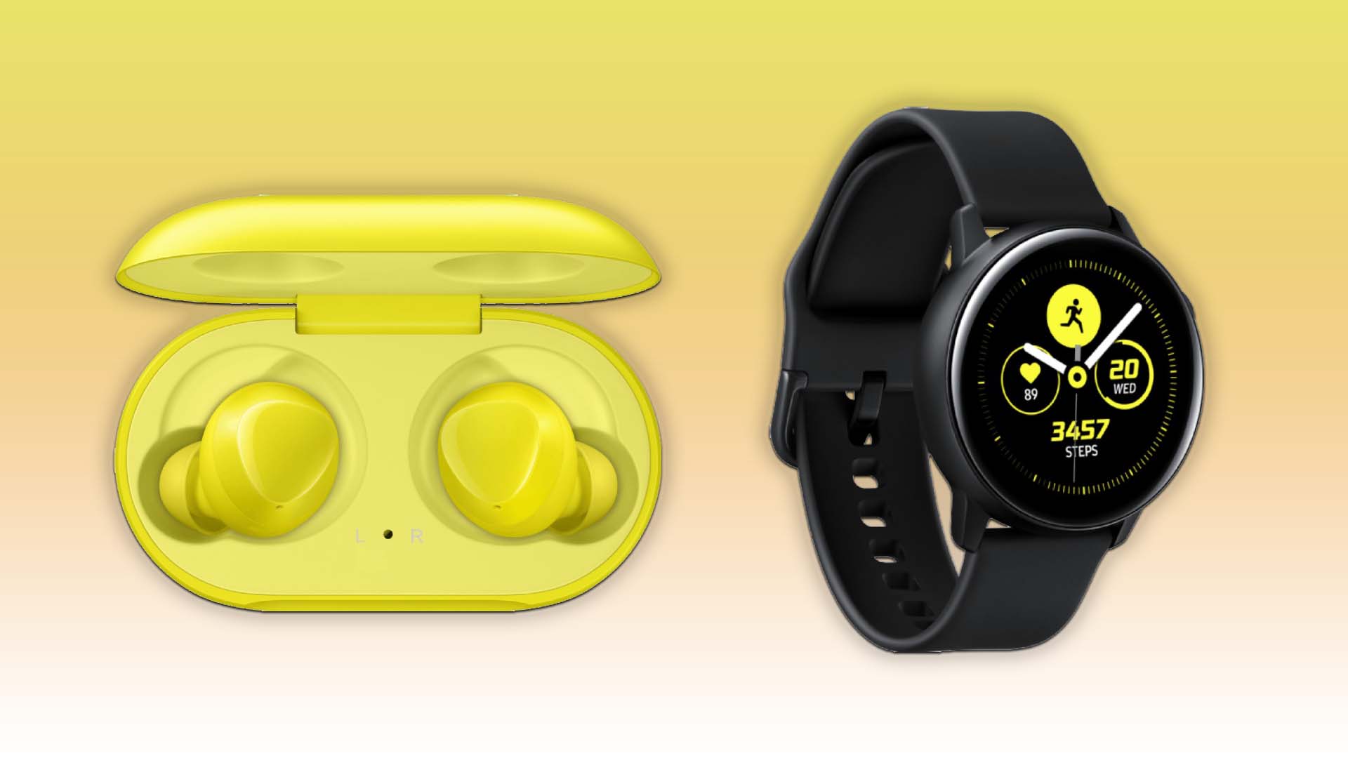 The Samsung Galaxy Watch Active and Galaxy Buds Bunch of images