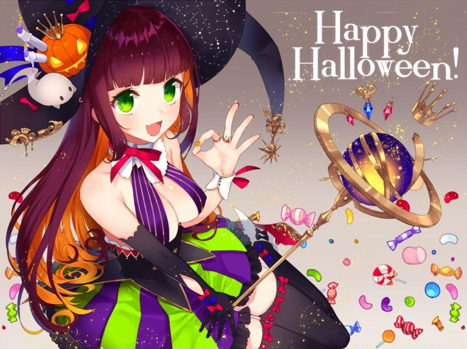 Halloween Holiday Anime Girls Pumpkin Lanterns Candle Grimace