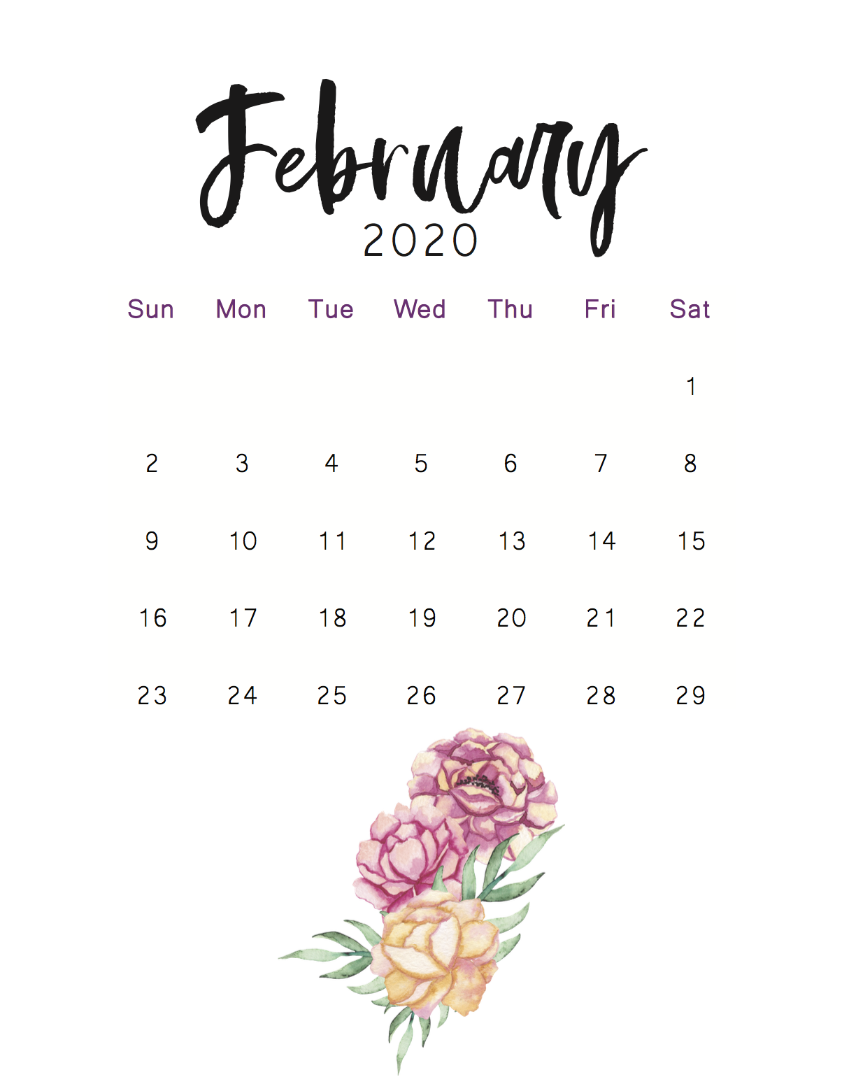 February Calendars For Home Or Office Onedes