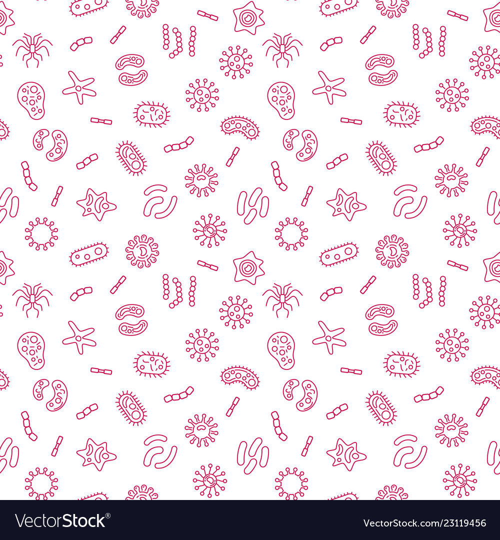 Bacteria Seamless Background Microbiology Vector Image