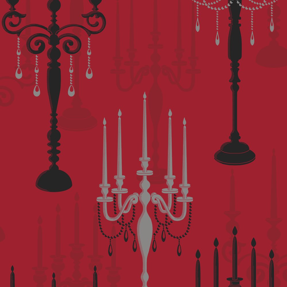 Candelabra Sidewall Red Black And Silver