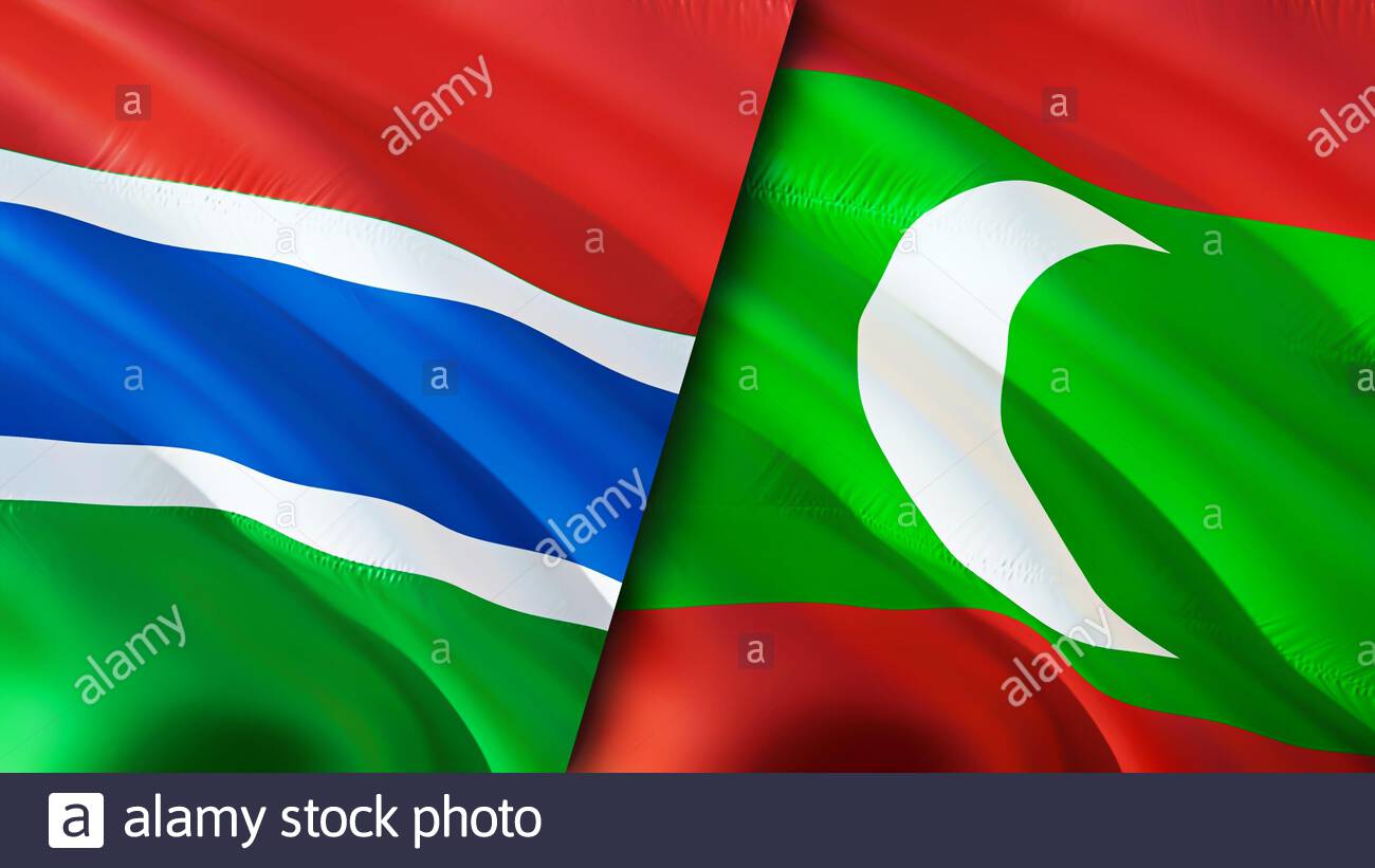 Gambia And Maldives Flags 3d Waving Flag Design