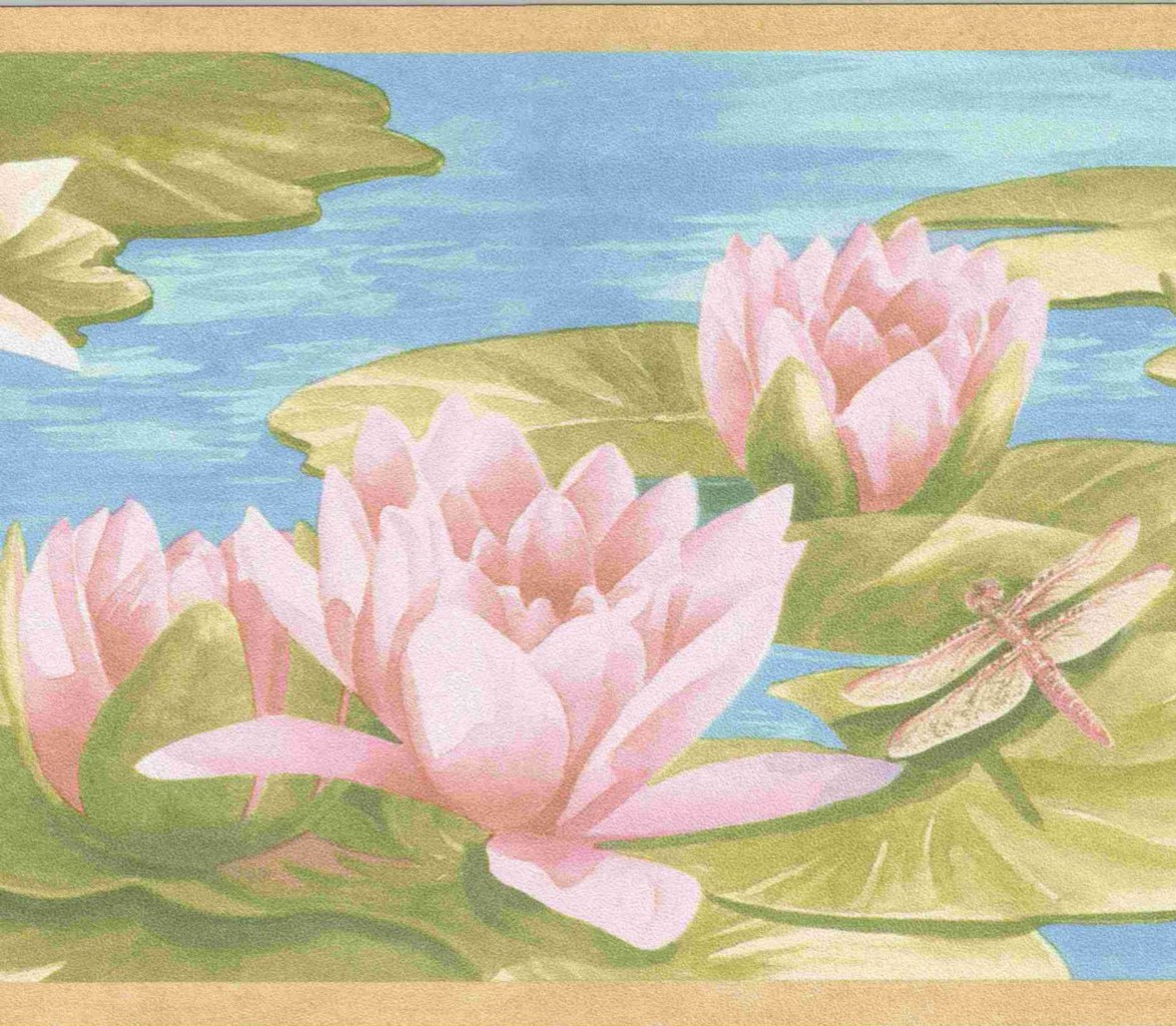 Details About Lily Pads And Dragon Fly Wallpaper Border Fm7340b