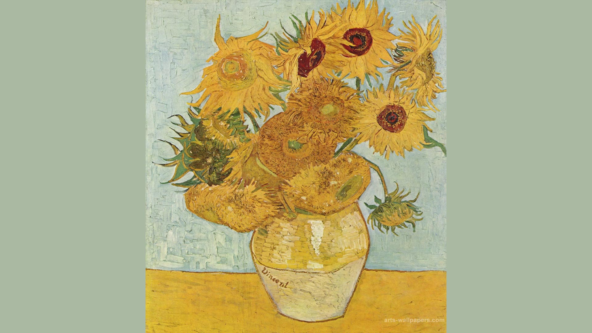 Print Vincent Van Gogh Art Sunflowers Painting Wallpaper