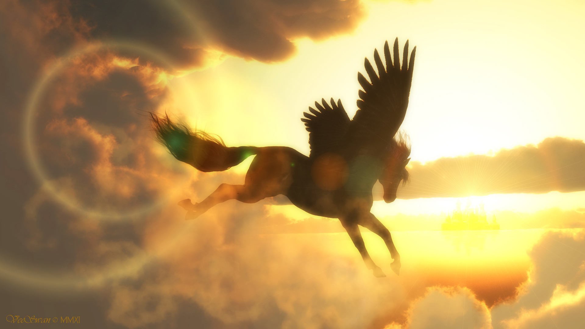 Flying Pegasus Fying Horse Legend Sky