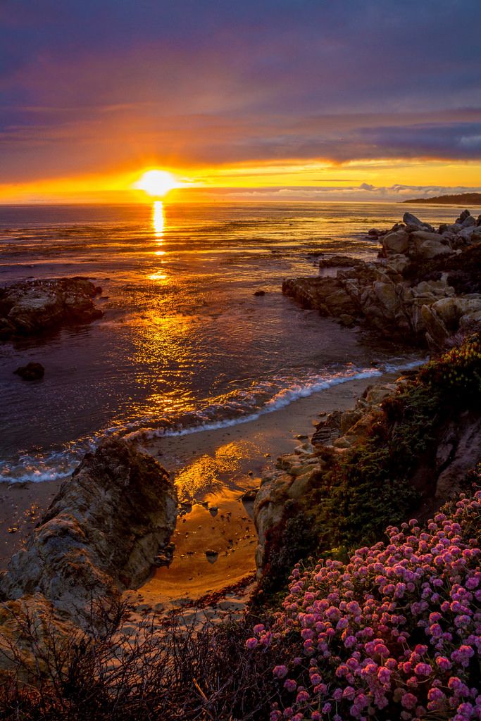 Sunset Over Carmel Bay Nature Beautiful Scenes