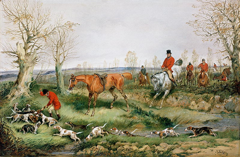 Hunting Scene Oil Painting Dog