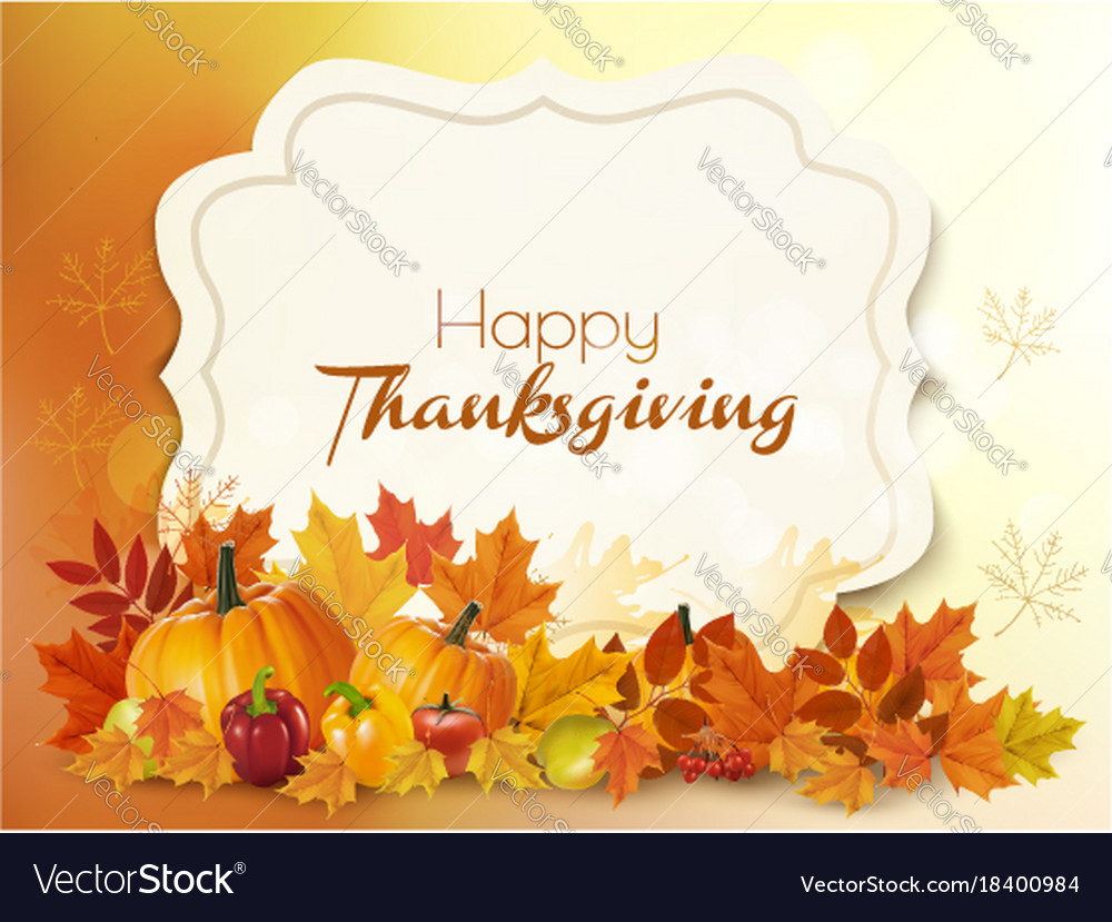 Happy Thanksgiving Background With Colorful Vector Image