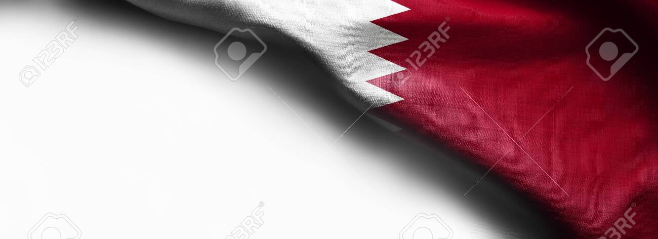 Fabric Texture Flag Of Qatar On White Background Right Top