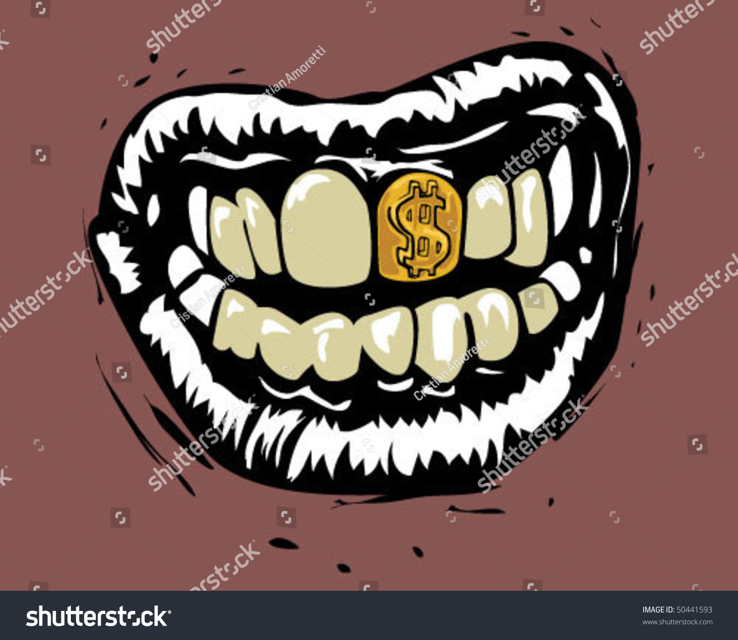 Mouth With Gold Teeth Stock Vector Illustration