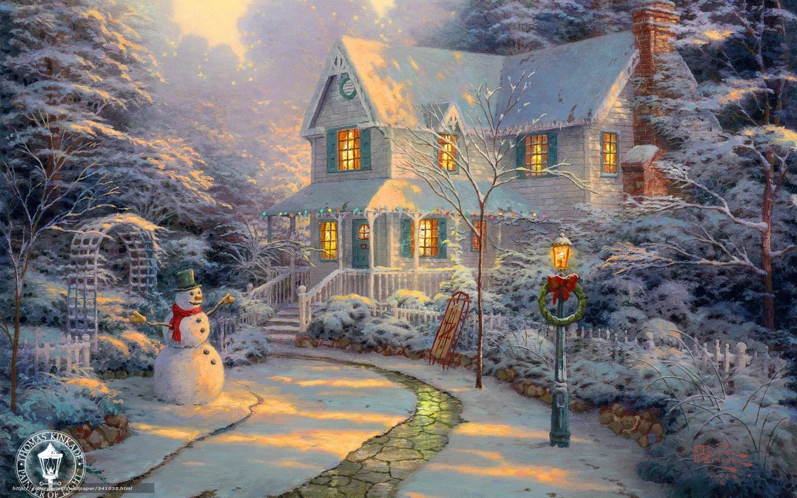 Wallpaper Christmas Eve Holiday Sunset Snowman