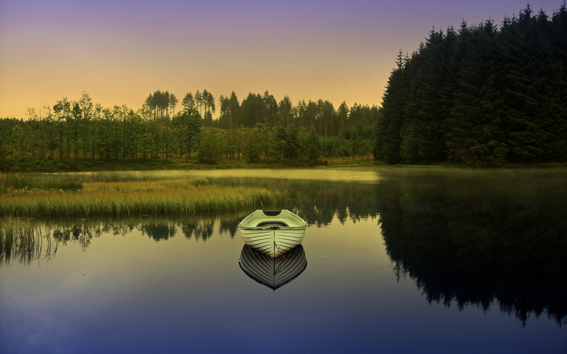 Boat Lake Reflection HD Wallpaper