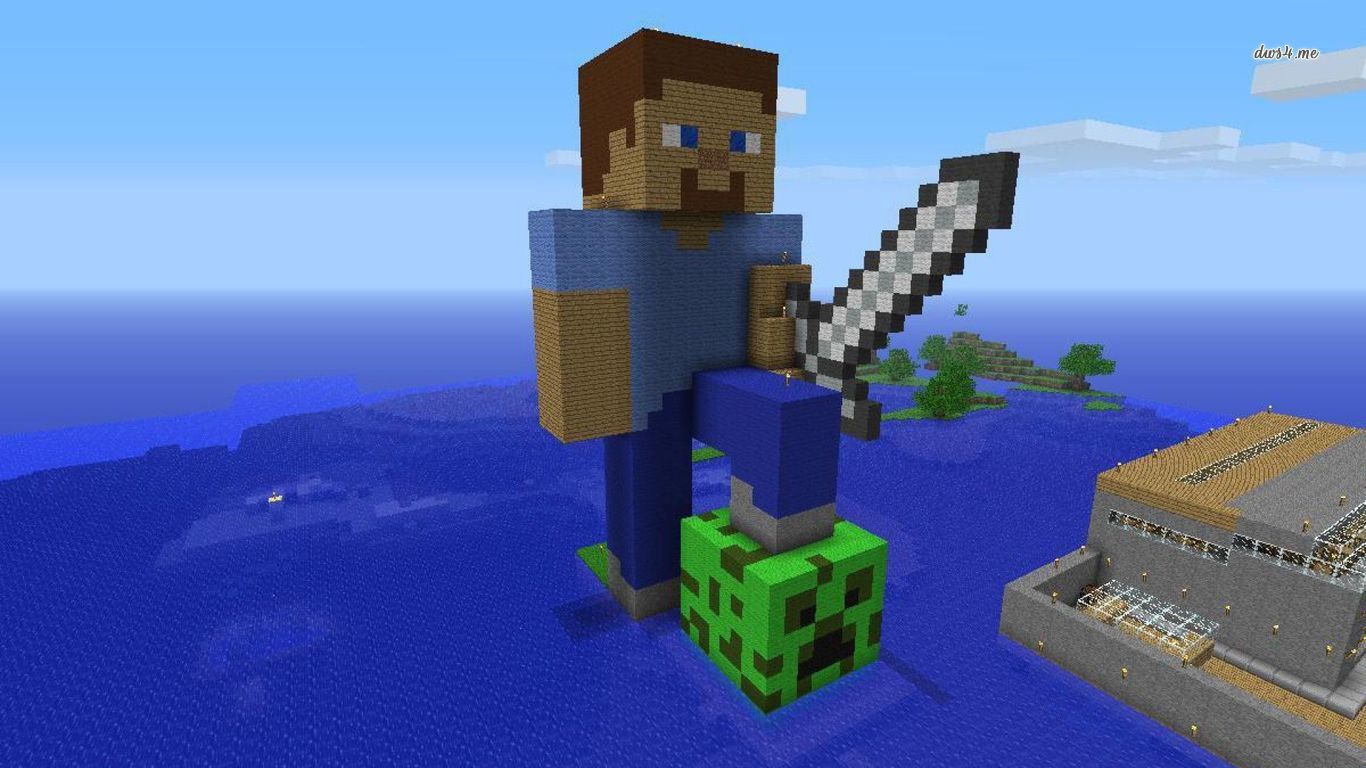 Minecraft Man With Sword Wallpaper Game