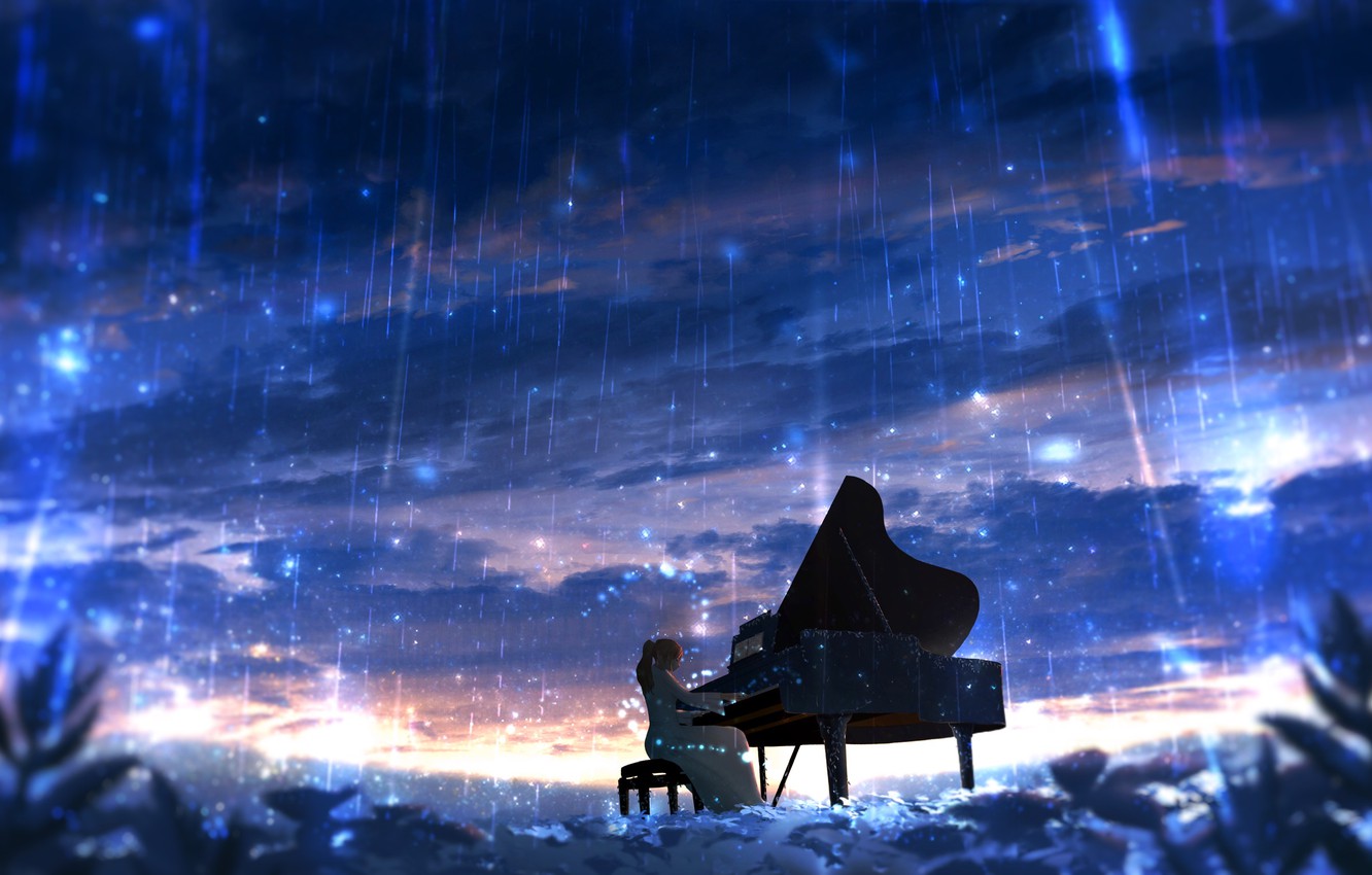 Wallpaper Girl Piano Starfall Image For Desktop Section