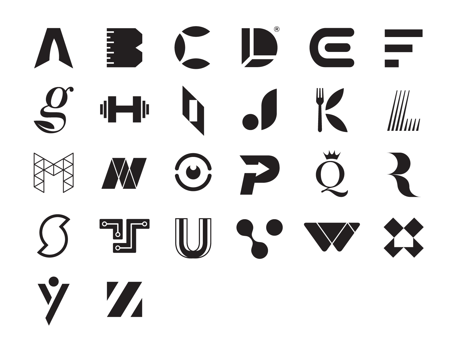 Alphabet Logos In Black By Jacob Cass On Dribbble