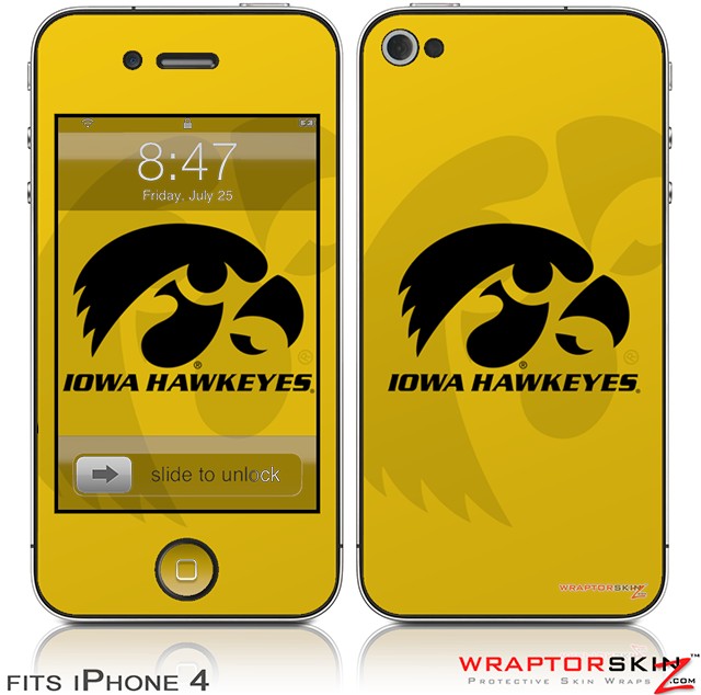 iPhone Skin Iowa Hawkeyes Tigerhawk Black On Gold Does Not Fit