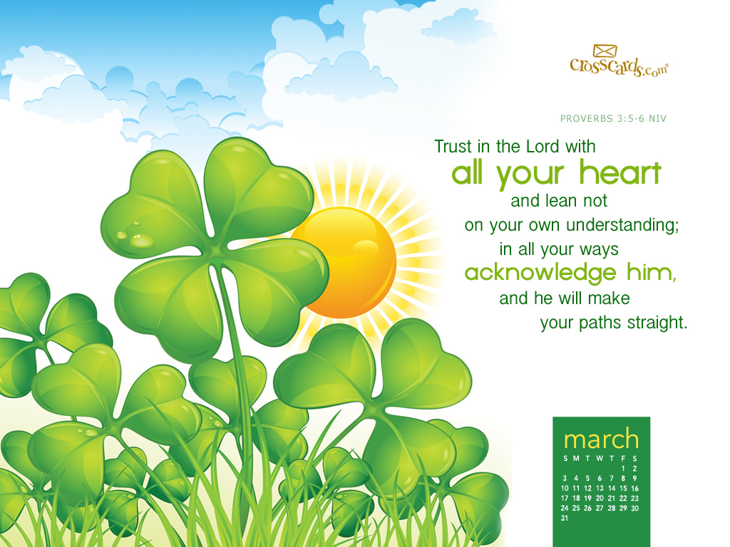 March Trust In The Lord Desktop Calendar Wallpaper