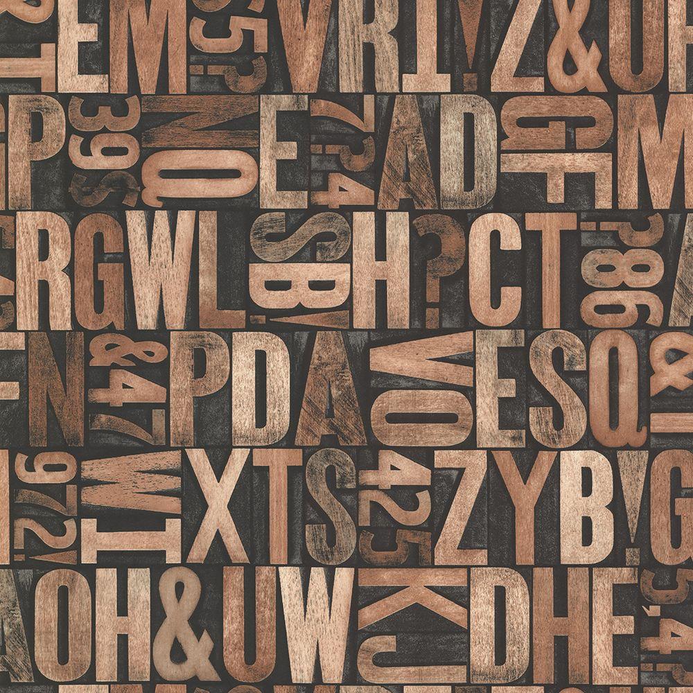Brewster Great Scott Copper Alphabet Wallpaper The