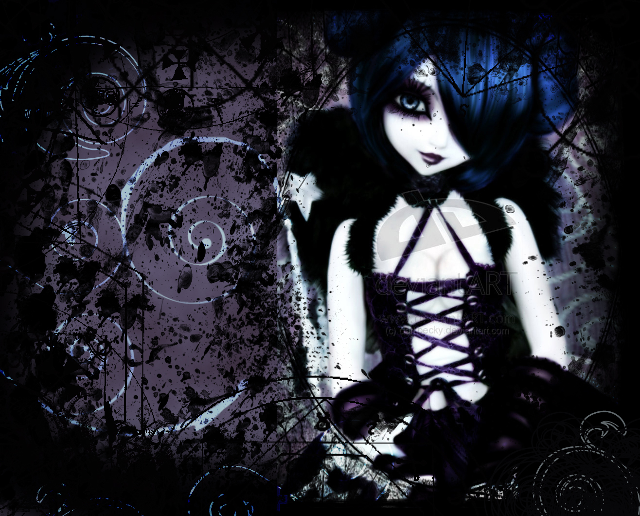 Animated Goth Mystical Lady Wallpaper