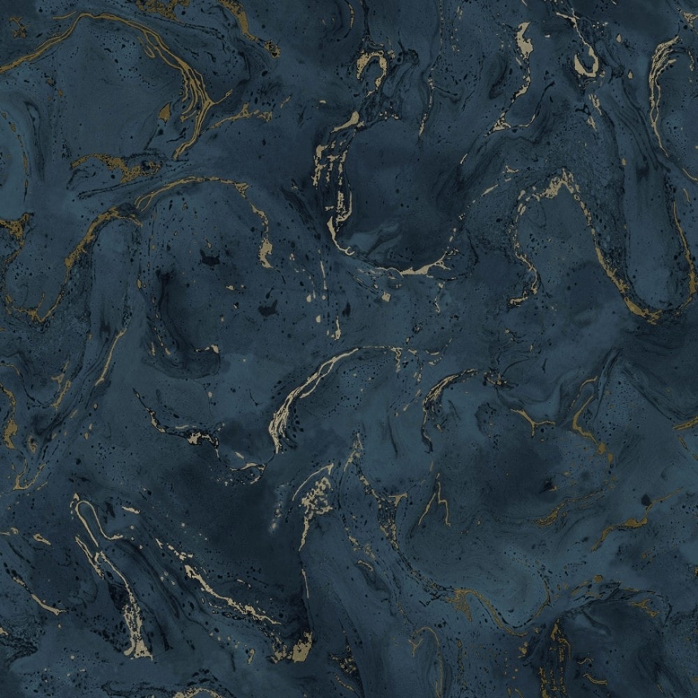 Onyx Marble Metallic Wallpaper Navy Blue Gold I Love
