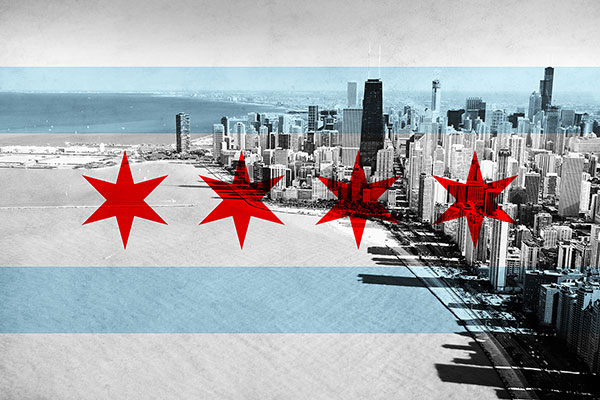 iCanvas Flags Collection Chicago Flag Chicago Skyline Canvas Print