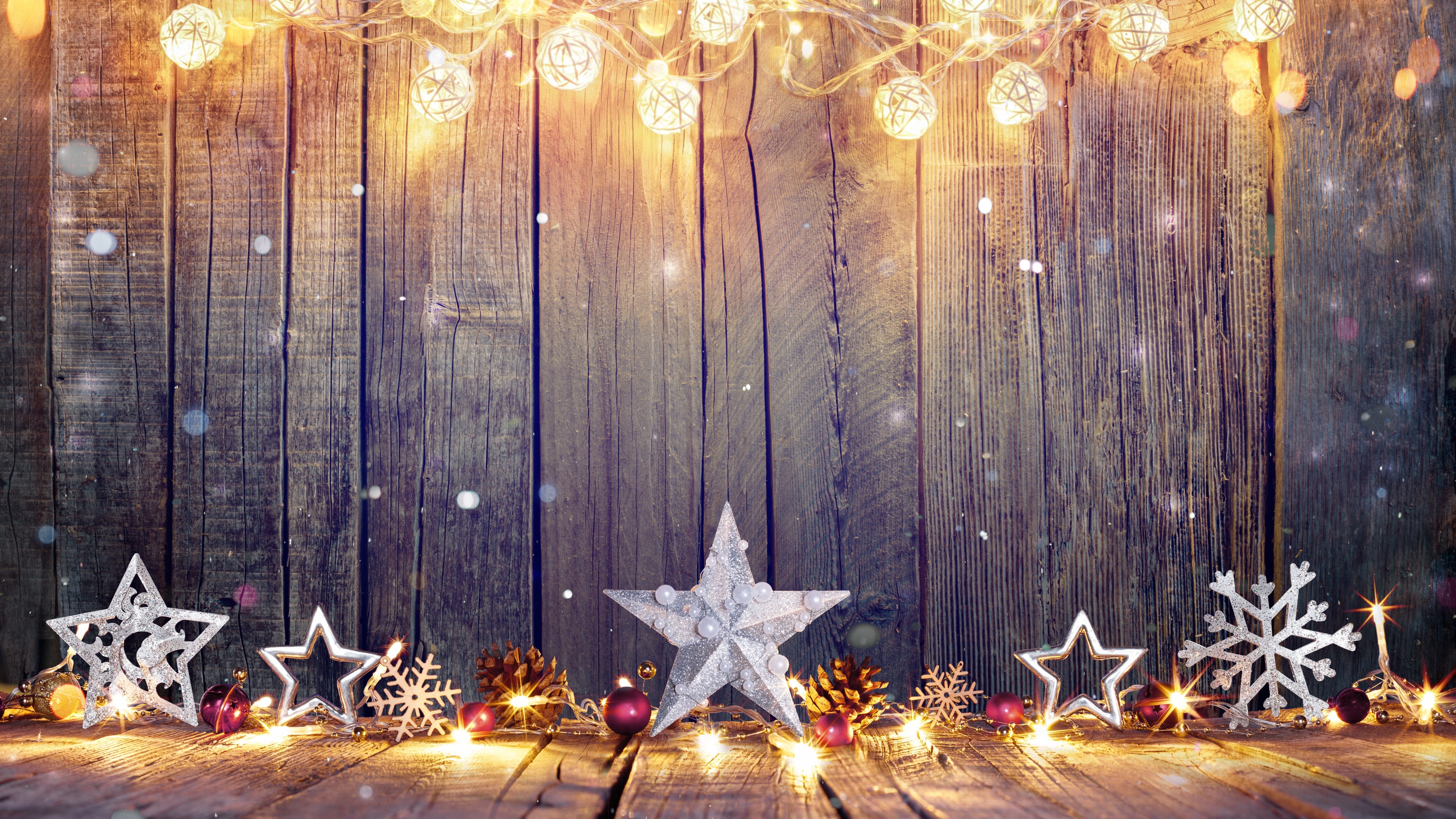 Christmas Silver Stars Decorations Wallpaper And Stock