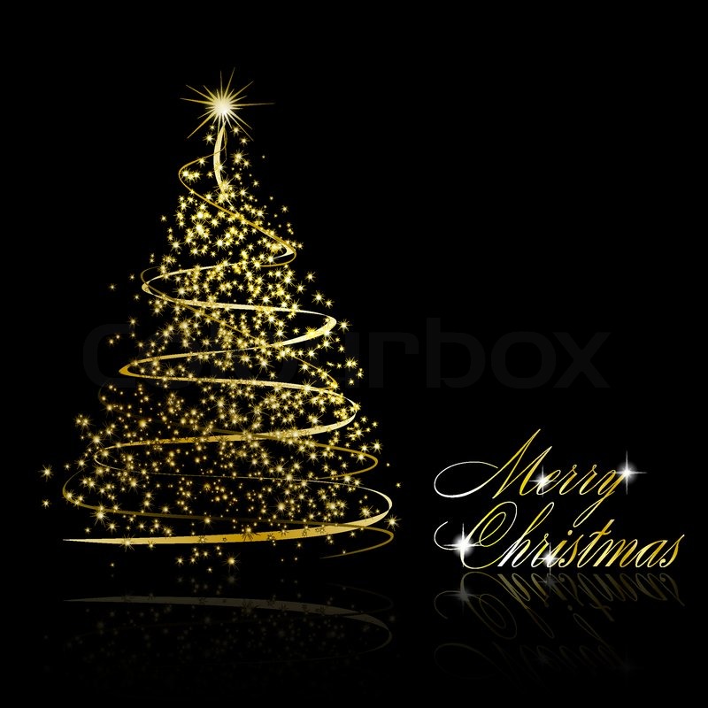 Black And Gold Christmas Background Abstract Golden Tree