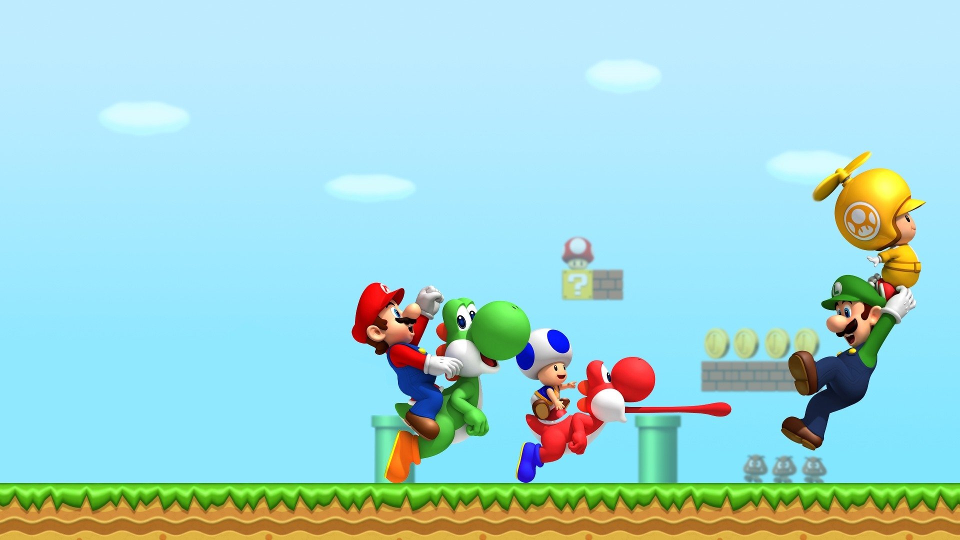 Mario Yoshi Toad And Luigi HD Wallpaper Background Image